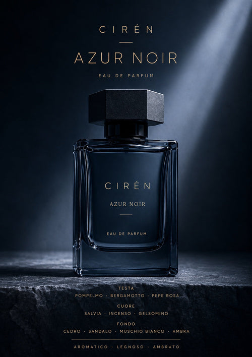 CIRÉN AZUR NOIR Eau de Parfum bottle — refined woody amber fragrance